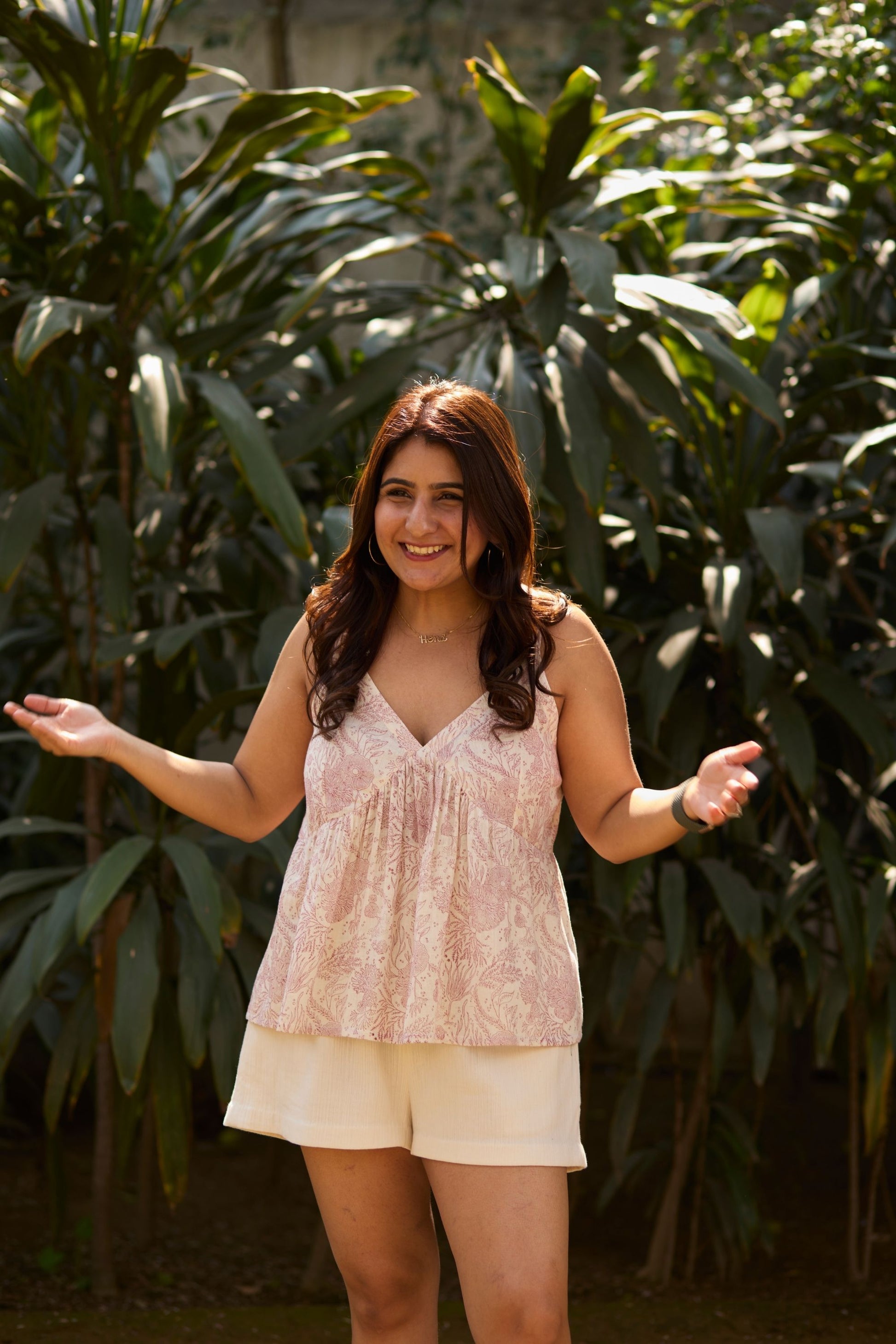Coral Garden Handwoven Organic Cotton Sleeveless Top