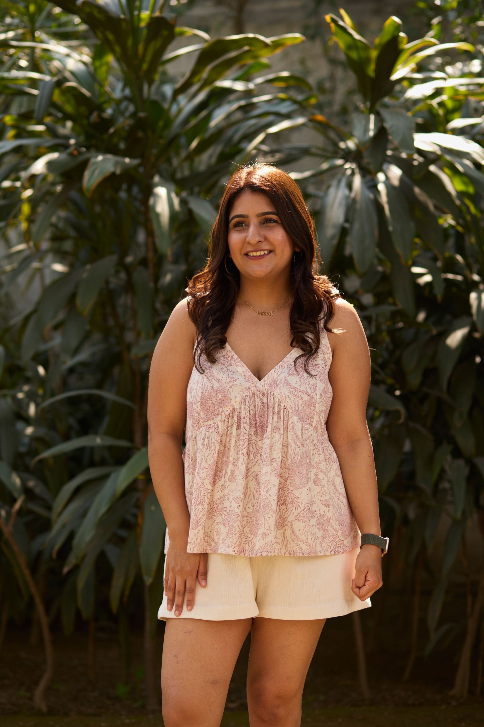 Coral Garden Handwoven Organic Cotton Sleeveless Top