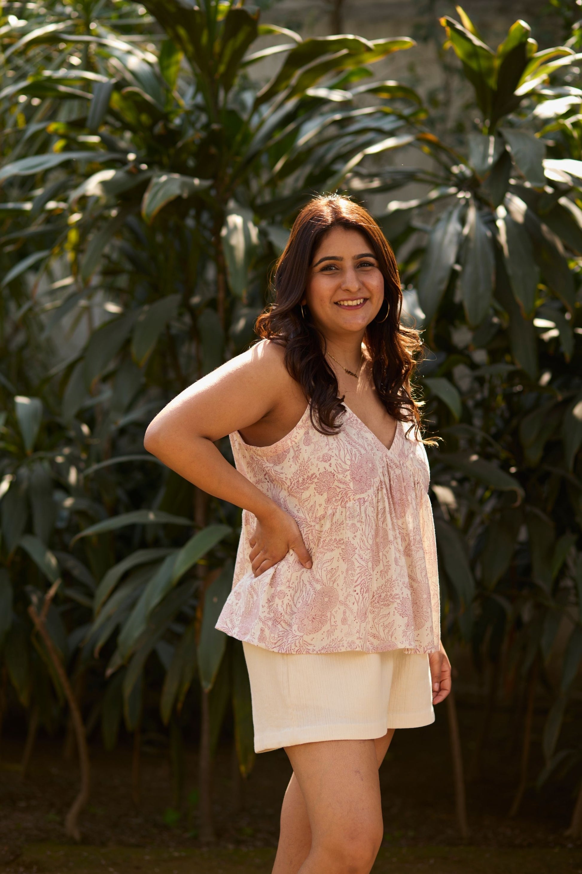 Coral Garden Handwoven Organic Cotton Sleeveless Top