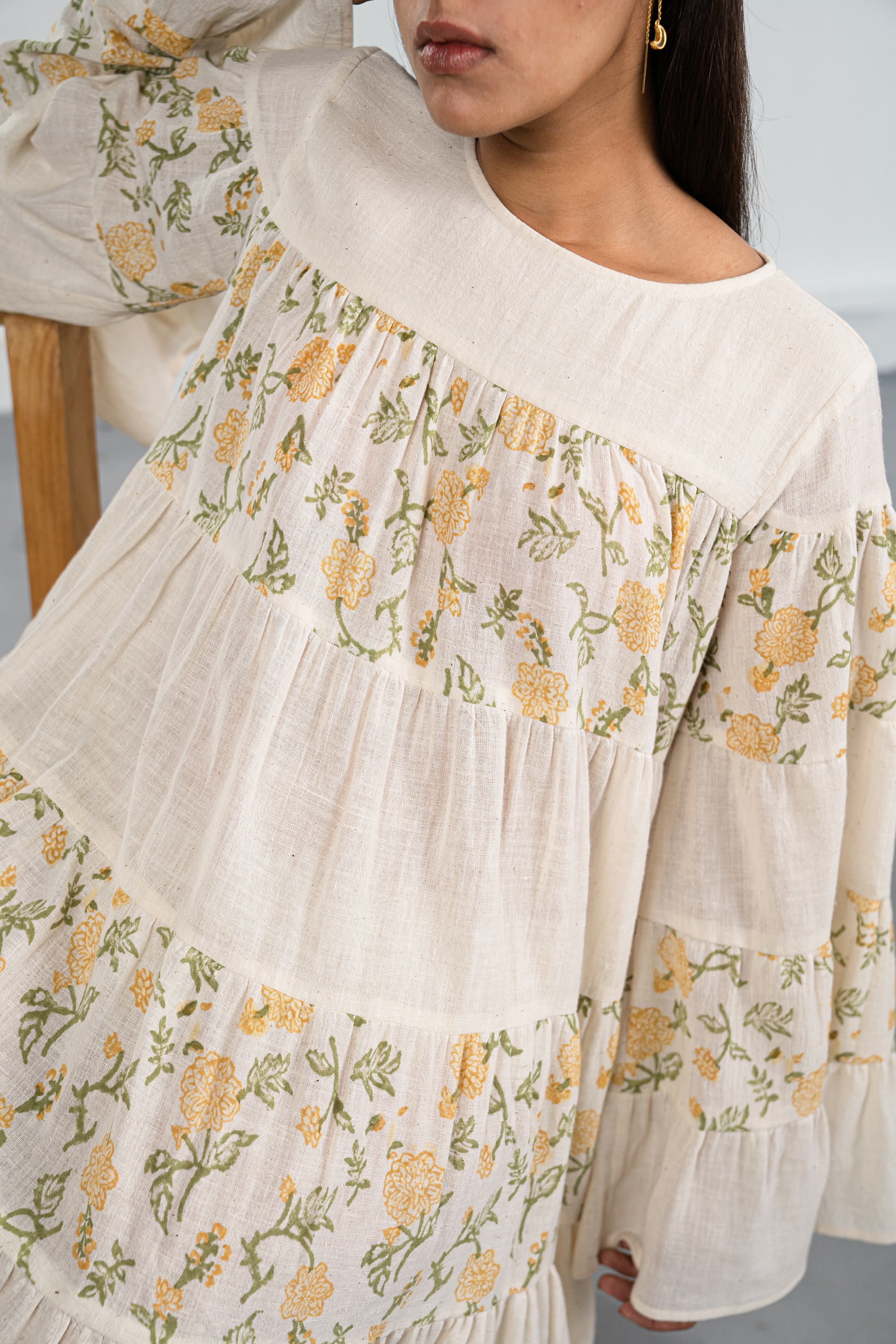 Dreaming of Dahlias handwoven organic cotton dress