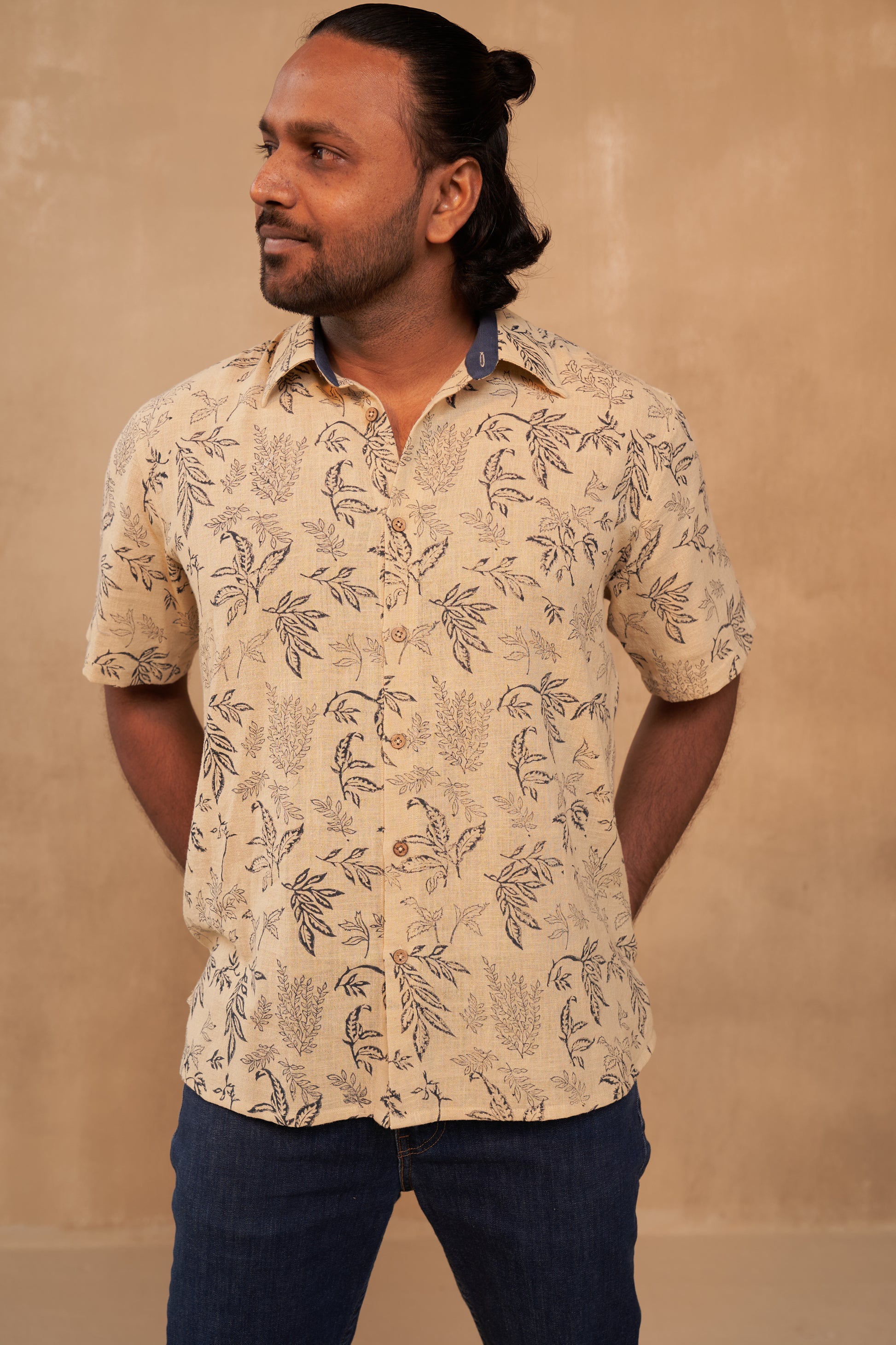 Leafy Palm Handwoven Organic Cotton Unisex Shirt