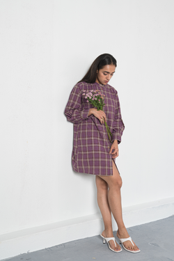 Purple Fields handwoven organic cotton shirt dress