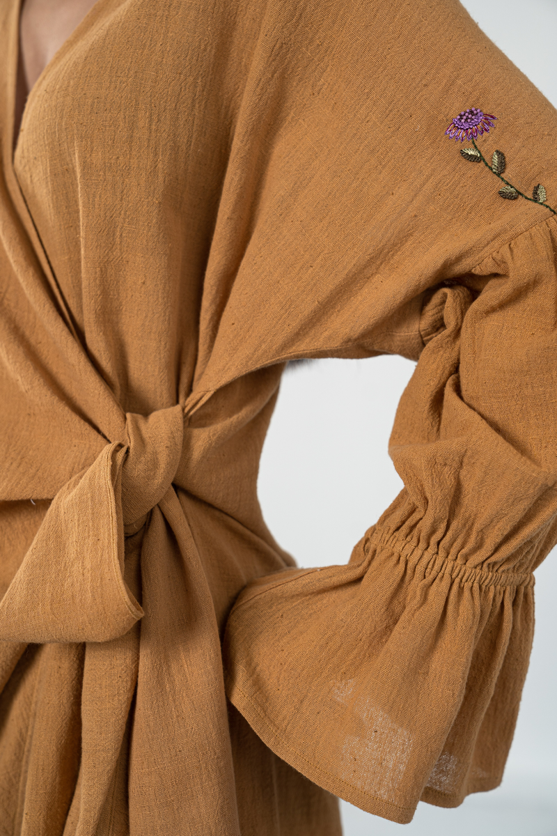 Sunset Garden kala cotton wrap dress