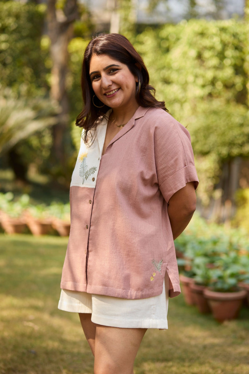 Sunset Palm Handwoven Organic Cotton Shirt