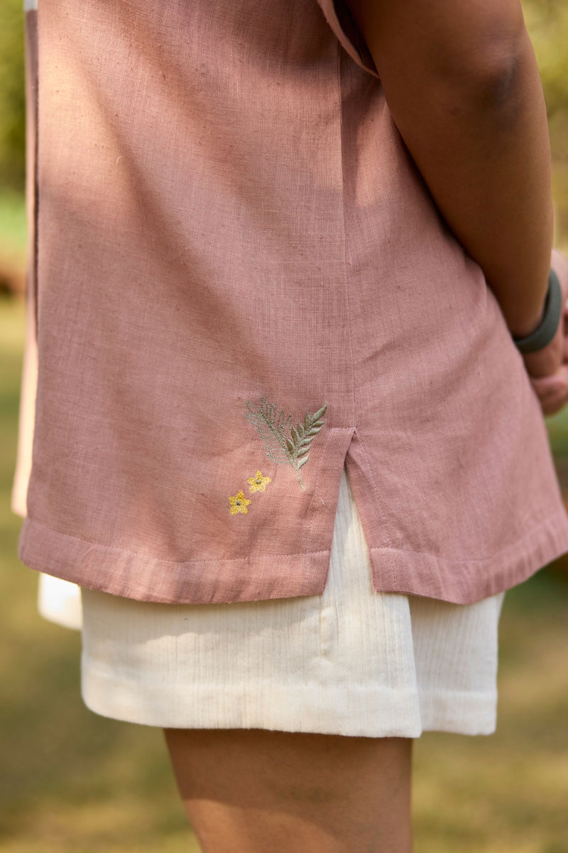 Sunset Palm Handwoven Organic Cotton Shirt