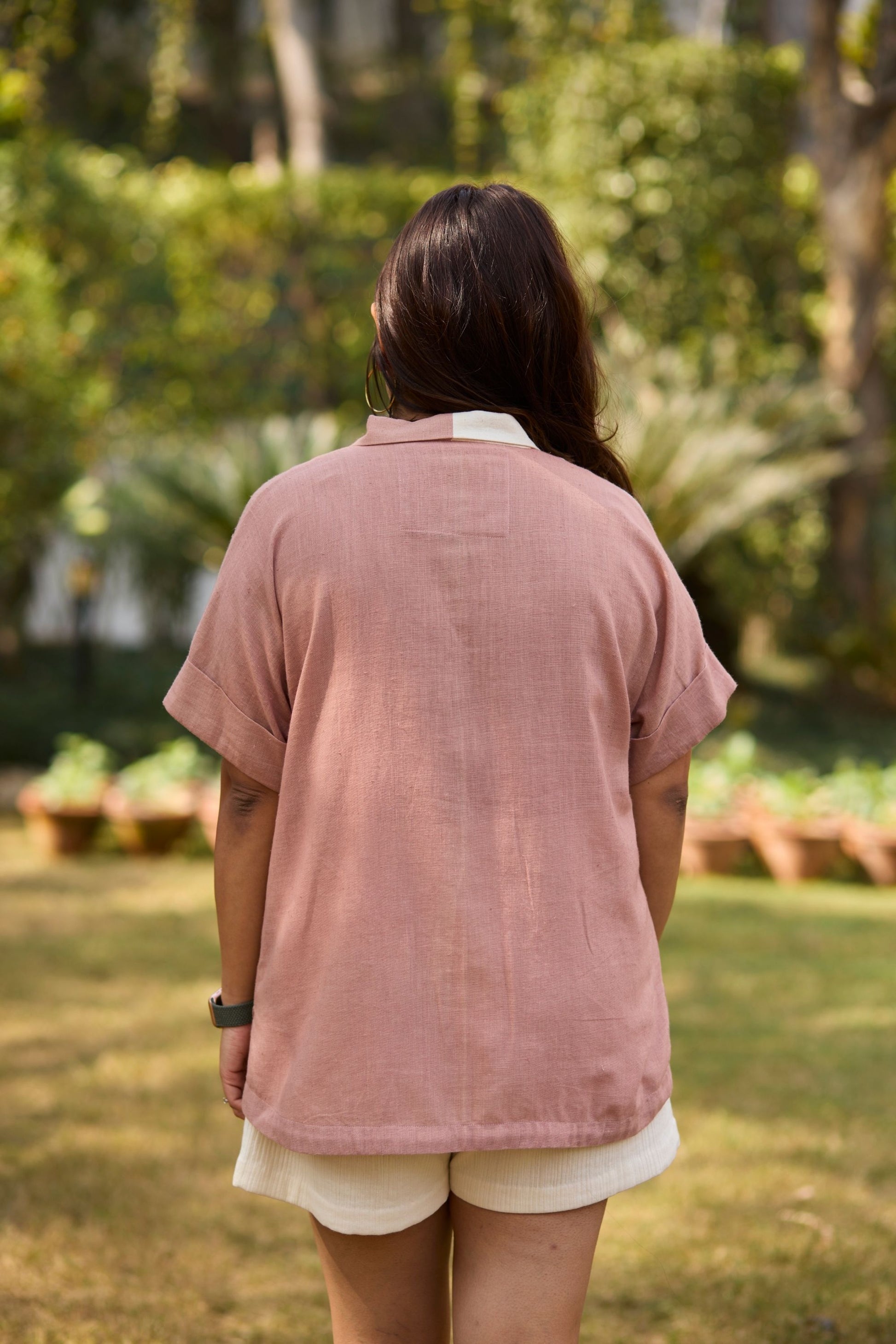 Sunset Palm Handwoven Organic Cotton Shirt