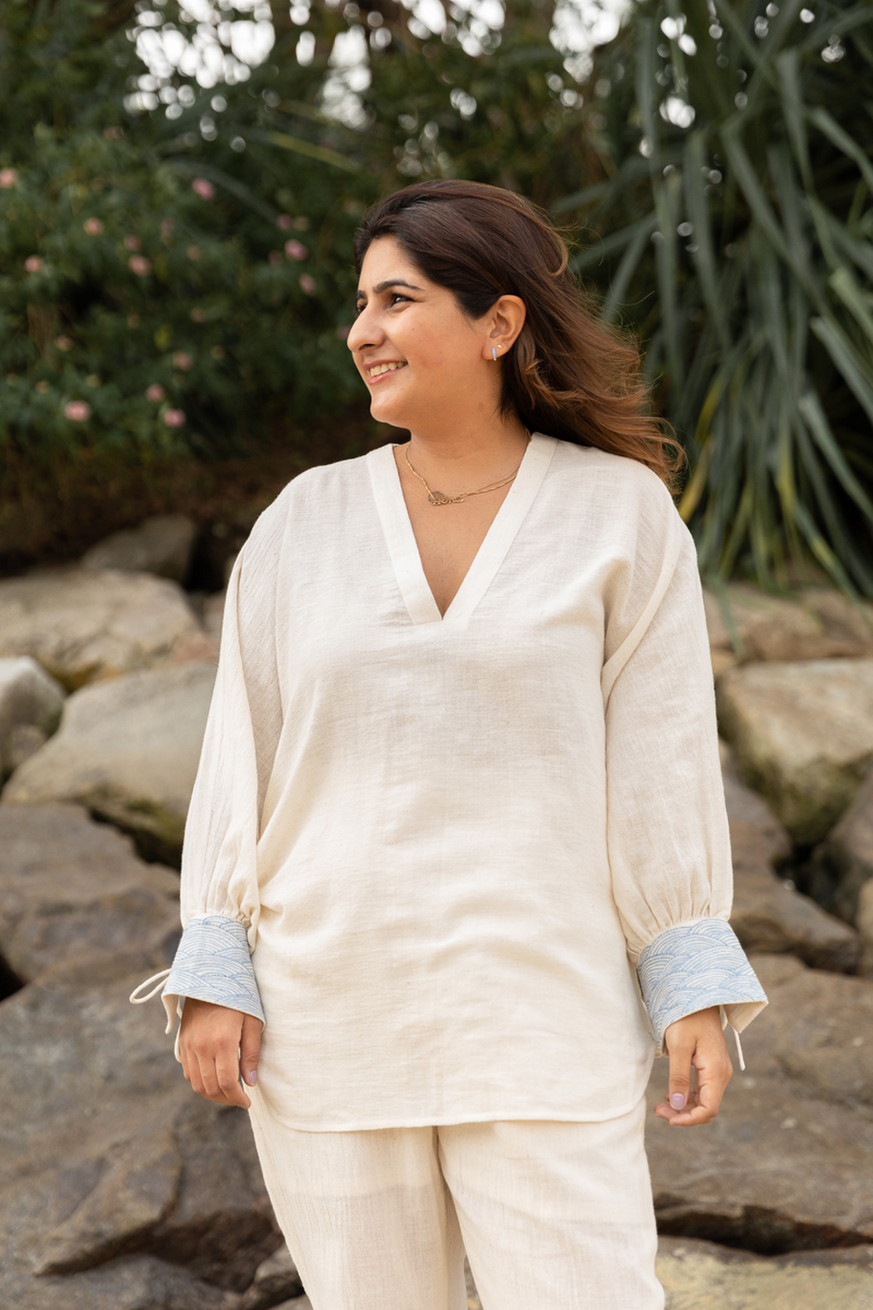 The Everyday Wavy handwoven organic cotton blouse