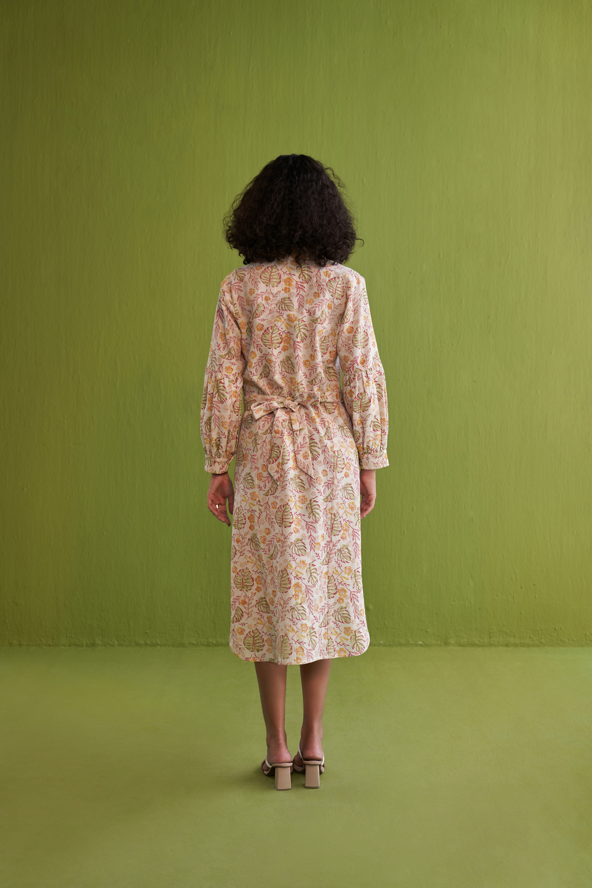 Wild Monstera Handwoven Organic Cotton Midi Shirt Dress | SUI Sui - SG Wild Monstera Handwoven Organic Cotton Midi Shirt Dress | SUI Sui - SG
